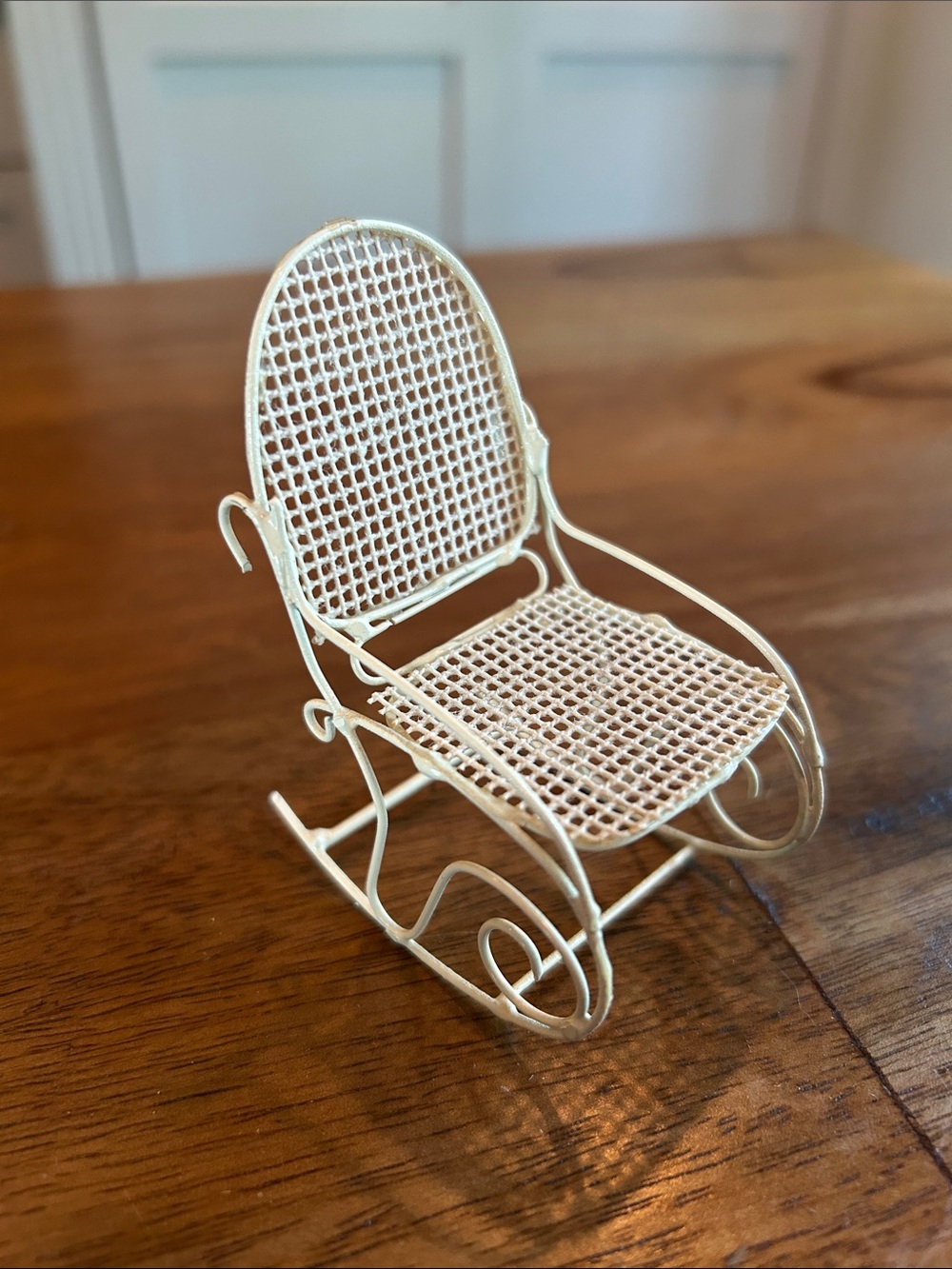 Vtg White Metal Mesh Rocking Chair, Dollhouse Furniture